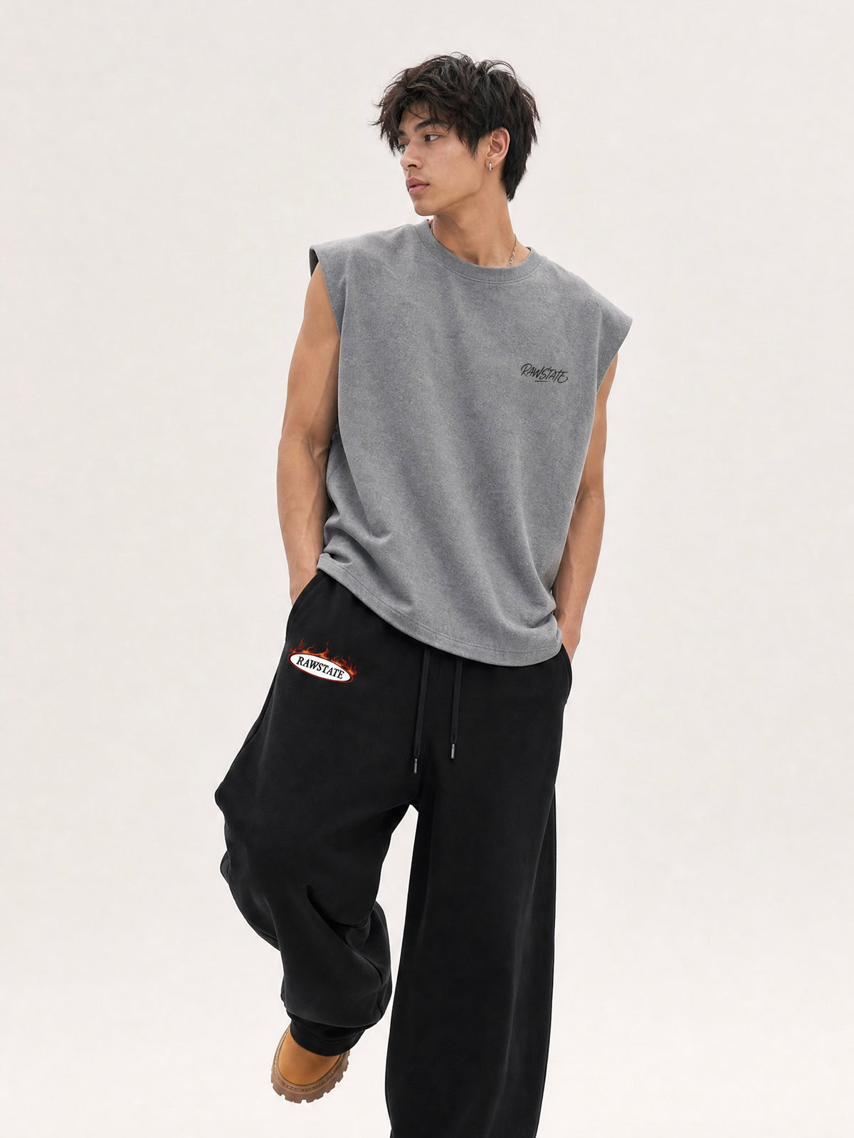 STONE GREY MUSCLE T